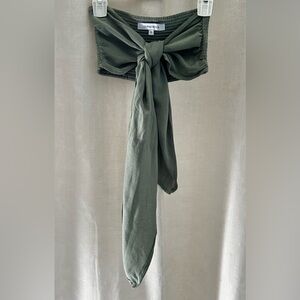 Olivaceous Sage tie-front bandeau top